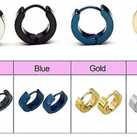 Tindik Anting Pria Cowok Titanium Black Silver Gold Sepasang