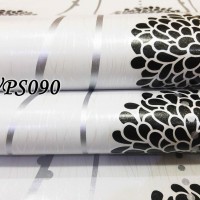 Jual WPS090-WHITE N BLACK CIRCLE FLOWER walpaper-dinding walpaper stiker d Murah