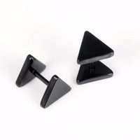 Anting Cowok Stud Earring Stainless Anting Pria Warna Hitam
