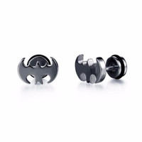 Anting Cowok Stud Earring Stainless Anting Pria Batman Warna Hitam