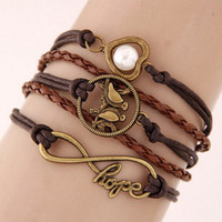Jual Gelang Korea Multicharm Brown Couple Bird KB37120 Murah