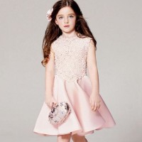 Jual Dress mitun 226 embroidery lace pink soft / dress anak import Murah