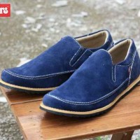 Sepatu Casual Santai Pria Kickers Slop Suede Biru Baru