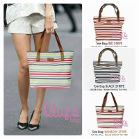 Jual Tas Kerja Wanita| Tote Bag Kanvas| Tas kuliah cewek motif STRIPE Murah
