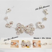 Jual Headpiece Hiasan Rambut Pesta Tiara Pengantin Bunga Blink Silver HR13 Murah