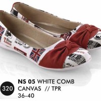 Flat shoes Putih Canvas Everflow NS 05 Diskon