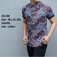 Baju Kemeja Batik Pria Modern Slimfit lengan pendek OB 289