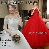 gaun pengantin merah putih wedding gown baju pengantin lengan pendek