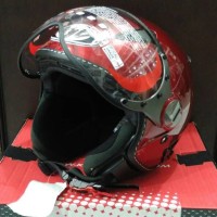 Helm KYT Elsico Red Maroon Solid Half Face Merah Retro Classic