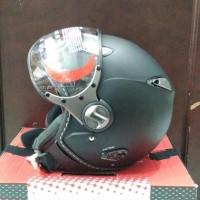 Helm KYT Elsico Black Doff Solid Half Face Hitam Dop Retro Classic