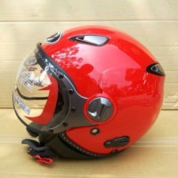Helm KYT Elsico Red Solid Half Face Merah Retro Classic