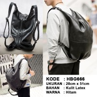 Jual RANSEL / TAS PUNGGUNG / BACKPACK FASHION KULIT IMPORT HITAM Murah