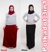Baju Setelan Cewek Wanita POLKADOT 3IN1 Terbaru Murah Cantik