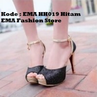Jual Sepatu High Heels Elegan untuk Anak Muda Kode EMA HH019 Hitam Murah