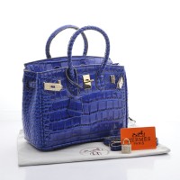 Tas Hermes Birkin 25 Croco Diamond BIRU DONGKER Semi Premium 2016
