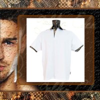 Jual Polo Shirt Pria-Batik Aksen Dark Green Yellow-Kaos Kerah-Lacoste Putih Murah