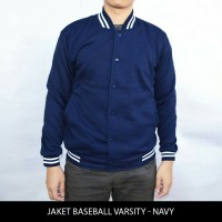 Jual jaket murah baseball varsity polos - biru navy/ dongker Murah