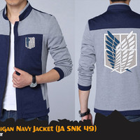 Jual Cardigan Attack on Titan JA SNK 49 Navy Jaket Anime Biru Murah