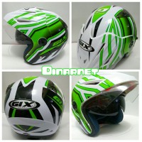 Helm Double Visor Standar SNI Gix Cx series Sport Racer White Green