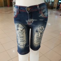 Jual celana pendek 3/4 jeans size 27 28 29 30 wanita sobek stret murah Murah