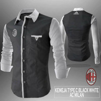 Kemeja Casual Ac Milan Black White u/ pria wanita casual style keren g