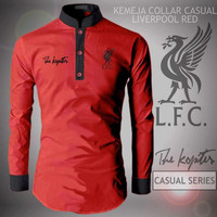 Promo!!! Baju Kemeja Koko Collar Liverpool Red | Jaket Distro Bandung