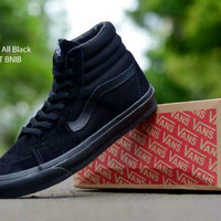 Sepatu Vans Sk8 Full Black Bnib u/ pria wanita unisex casual boots ker