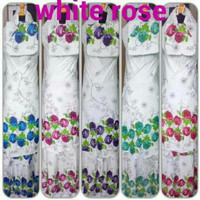 Mukena Bali White Rose Ukuran Besar Bahan Katun Rayon Adem u/ wanita a