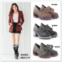 Sepatu Sekolah Jepang Kulit Pantofel Heels Boots Wanita Korea Import