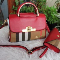 Tas fashion wanita import / merk burberry set dompet