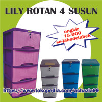 Lemari plastik murah - lily Rotan 4 susun warna pink