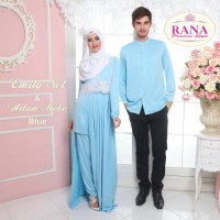Rana Emily Gamis Pesta Syari Couple Brokat Cantik Satin Biru Polos