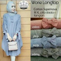 Jual Atasan Wanita Worie Long Top / Tunic Blouse Kemeja Dress Murah