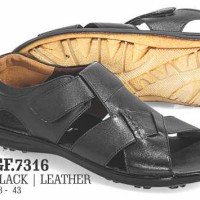 Sandal/Sepatu Bustong Casual - Pria Kulit | Hitam -