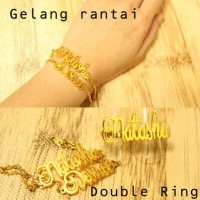 Gelang Nama Kombinasi Rantai Double, Gelang Nama Lapis Emas Asli