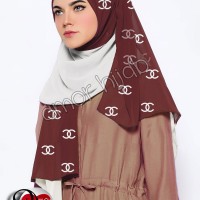 Hijab/Jilbab Pashmina 2-Tone Chanel Mocca-White