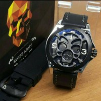 Jam Tangan Swiss Army Plat Tengkorak Crono Second//Bonus Tali Rubber