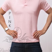 Baju kaos wangki polo shirt polos cowok pria casual bagus premium pink