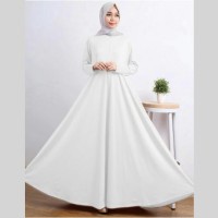 Jual MAXI DRESS POLOS GAMIS UMBRELLA GAUN PUTIH GAMIS POLOS BAJU UMROH HAJI Murah