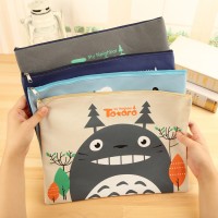 Jual zipper paper bag / tas kanvas dengan sleting motif totoro A4 Murah