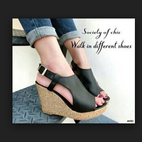 Jual SEPATU WANITA WEDGES DIVA HITAM | Sepatu Wanita | Wedges Diva Hitam Murah