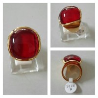 Cincin titanium super batu manau merah muda size 9