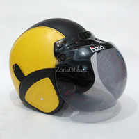 Helm Bogo Retro Kulit Warna Kuning Hitam Klasik Sudah Sni HBCL MTXHLM