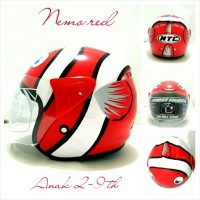 Helm Anak Retro Kaca NTC Motif Ikan Nemo Merah Putih SNI