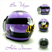 Helm Bogo Retro Klasik JPN Motif Tawon Ungu Hitam SNI