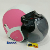 Jual Helm Bogo Retro Dewasa Kulit Classy Klasik Sni Warna Pink Putih Klasik Murah