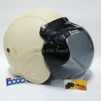 Jual Helm Bogo Retro Dewasa Kulit Classy Sni Light Krem Polos Gading Putih Murah