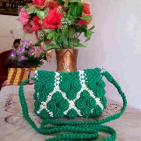 Tas Rajut Benang Kur Hijau - Tas Unik - Kerajinan Tangan