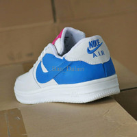 Sepatu Casual Nike Air Force One Putih Biru / sport sneakers wanita