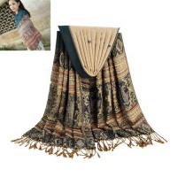 Jual Syal & Pashmina Batik Cetak Hijau Tua Model Klasik /Elegant/ POBEL1145 Murah